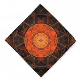 Mosaic Kaleidoscope Flower Oranje and Brown Bandana