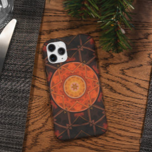 Mosaic Kaleidoscope Flower Oranje and Brown Case-Mate iPhone Case