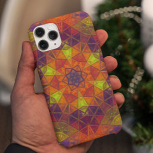 Mosaic Kaleidoscope Flower Oranje Paars and Green Case-Mate iPhone Case