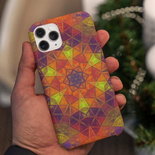 Mosaic Kaleidoscope Flower Oranje Paars and Green Case-Mate iPhone Case