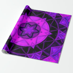 Mosaic Kaleidoscope Flower Paars and Black Cadeaupapier