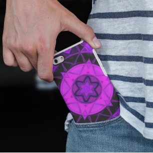 Mosaic Kaleidoscope Flower Paars and Black Case-Mate iPhone Case