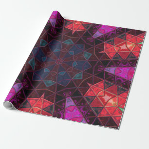 Mosaic Kaleidoscope Flower Paars and Pink Cadeaupapier