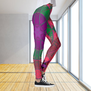 Mosaic Kaleidoscope Flower Paars Green and Pink Leggings