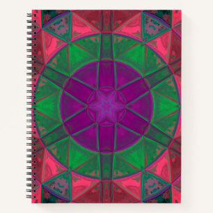 Mosaic Kaleidoscope Flower Paars Green and Pink Notitieboek