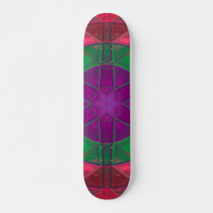 Mosaic Kaleidoscope Flower Paars Green and Pink Persoonlijk Skateboard