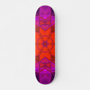 Mosaic Kaleidoscope Flower Paars Pink and Red Persoonlijk Skateboard