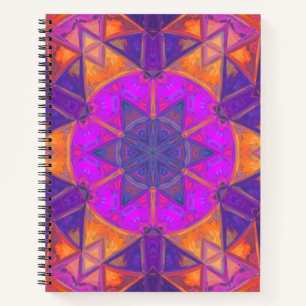Mosaic Kaleidoscope Flower Paars Pink and Yellow Notitieboek