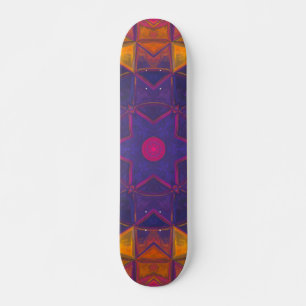 Mosaic Kaleidoscope Flower Paars Yellow and Pink Persoonlijk Skateboard