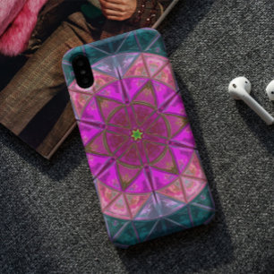 Mosaic Kaleidoscope Flower Pink and Blue Case-Mate iPhone Case