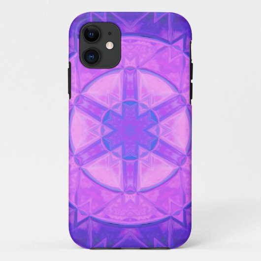 Mosaic Kaleidoscope Flower Pink and Blue Case-Mate iPhone Case (Achterkant)
