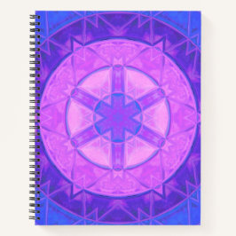 Mosaic Kaleidoscope Flower Pink and Blue Notitieboek