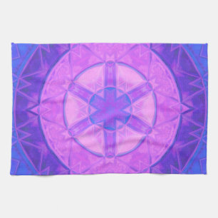 Mosaic Kaleidoscope Flower Pink and Blue Theedoek