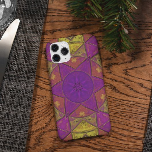 Mosaic Kaleidoscope Flower Pink and Yellow Case-Mate iPhone Case
