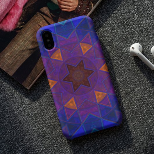 Mosaic Kaleidoscope Flower Pink Blue and Yellow Case-Mate iPhone Case