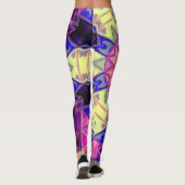 Mosaic Kaleidoscope Flower Pink Yellow and Blue Leggings (Achterkant)