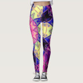 Mosaic Kaleidoscope Flower Pink Yellow and Blue Leggings (Voorkant)