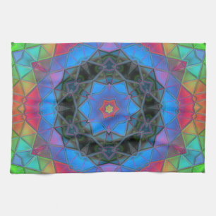 Mosaic Kaleidoscope Flower Rainbow Theedoek