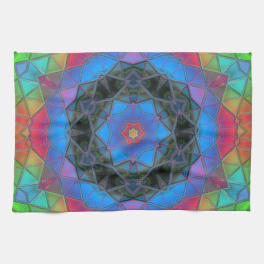 Mosaic Kaleidoscope Flower Rainbow Theedoek (Horizontaal)