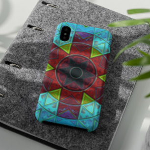 Mosaic Kaleidoscope Flower Red Blue and Green Case-Mate iPhone Case