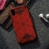Mosaic Kaleidoscope Flower Red en Black Case-Mate iPhone Case