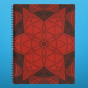 Mosaic Kaleidoscope Flower Red en Black Notitieboek