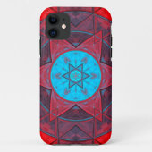 Mosaic Kaleidoscope Flower Red en Blue Case-Mate iPhone Case (Achterkant)