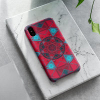 Mosaic Kaleidoscope Flower Red en Blue