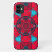 Mosaic Kaleidoscope Flower Red en Blue Case-Mate iPhone Case (Achterkant)