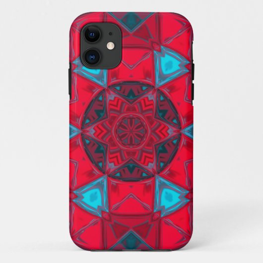 Mosaic Kaleidoscope Flower Red en Blue Case-Mate iPhone Case (Achterkant)