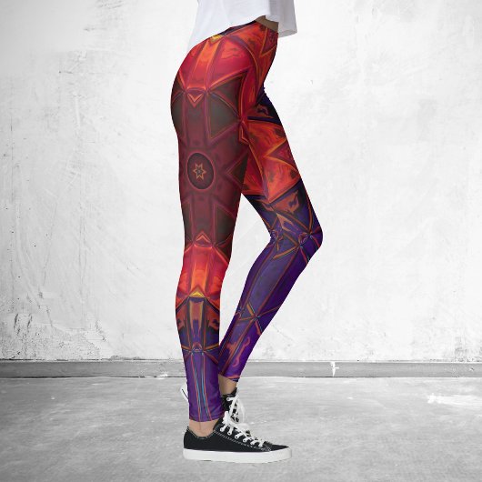 Mosaic Kaleidoscope Flower Red en Paars Leggings
