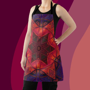 Mosaic Kaleidoscope Flower Red en Paars Schort