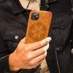 Mosaic Kaleidoscope Flower Red Oranje and Black Case-Mate iPhone Case