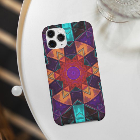 Mosaic Kaleidoscope Flower Red Oranje and Blue Case-Mate iPhone Case