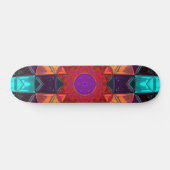 Mosaic Kaleidoscope Flower Red Oranje and Blue Persoonlijk Skateboard (Horizontaal)
