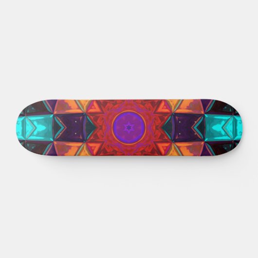 Mosaic Kaleidoscope Flower Red Oranje and Blue Persoonlijk Skateboard (Horizontaal)