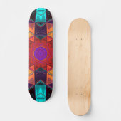 Mosaic Kaleidoscope Flower Red Oranje and Blue Persoonlijk Skateboard (Voorkant)