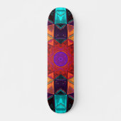 Mosaic Kaleidoscope Flower Red Oranje and Blue Persoonlijk Skateboard (Voorkant)