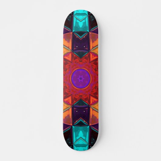 Mosaic Kaleidoscope Flower Red Oranje and Blue Persoonlijk Skateboard (Voorkant)