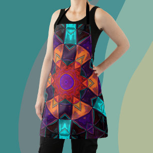 Mosaic Kaleidoscope Flower Red Oranje and Blue Schort
