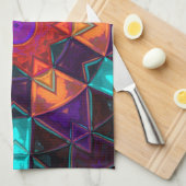 Mosaic Kaleidoscope Flower Red Oranje and Blue Theedoek (Quarter Fold)