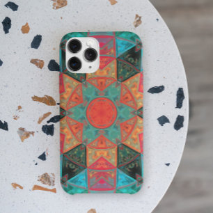 Mosaic Kaleidoscope Flower roze and Blauwgroen Case-Mate iPhone Case