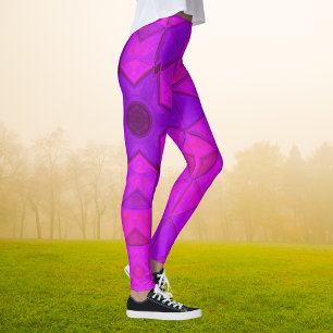Mosaic Kaleidoscope Flower Roze Leggings