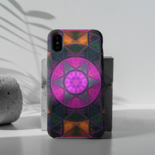Mosaic Kaleidoscope Flower roze Paars and Oranje Case-Mate iPhone Case
