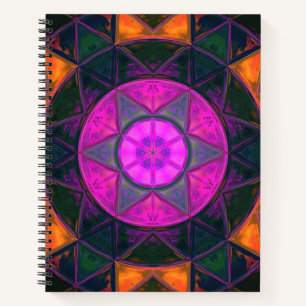 Mosaic Kaleidoscope Flower roze Paars and Oranje Notitieboek