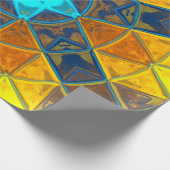 Mosaic Kaleidoscope Flower Yellow and Blue Cadeaupapier (Hoek)