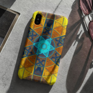 Mosaic Kaleidoscope Flower Yellow and Blue Case-Mate iPhone Case