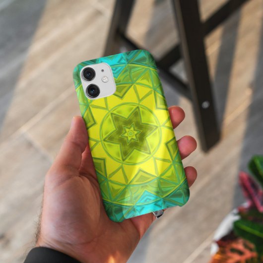 Mosaic Kaleidoscope Flower Yellow and Blue Case-Mate iPhone Case