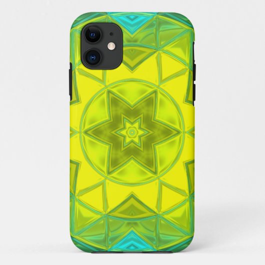 Mosaic Kaleidoscope Flower Yellow and Blue Case-Mate iPhone Case (Achterkant)