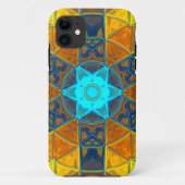 Mosaic Kaleidoscope Flower Yellow and Blue Case-Mate iPhone Case (Achterkant)